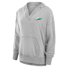 Women's Initiative Snow Wash French Terry V-Neck Pullover Hoodie - Miami Dolphins