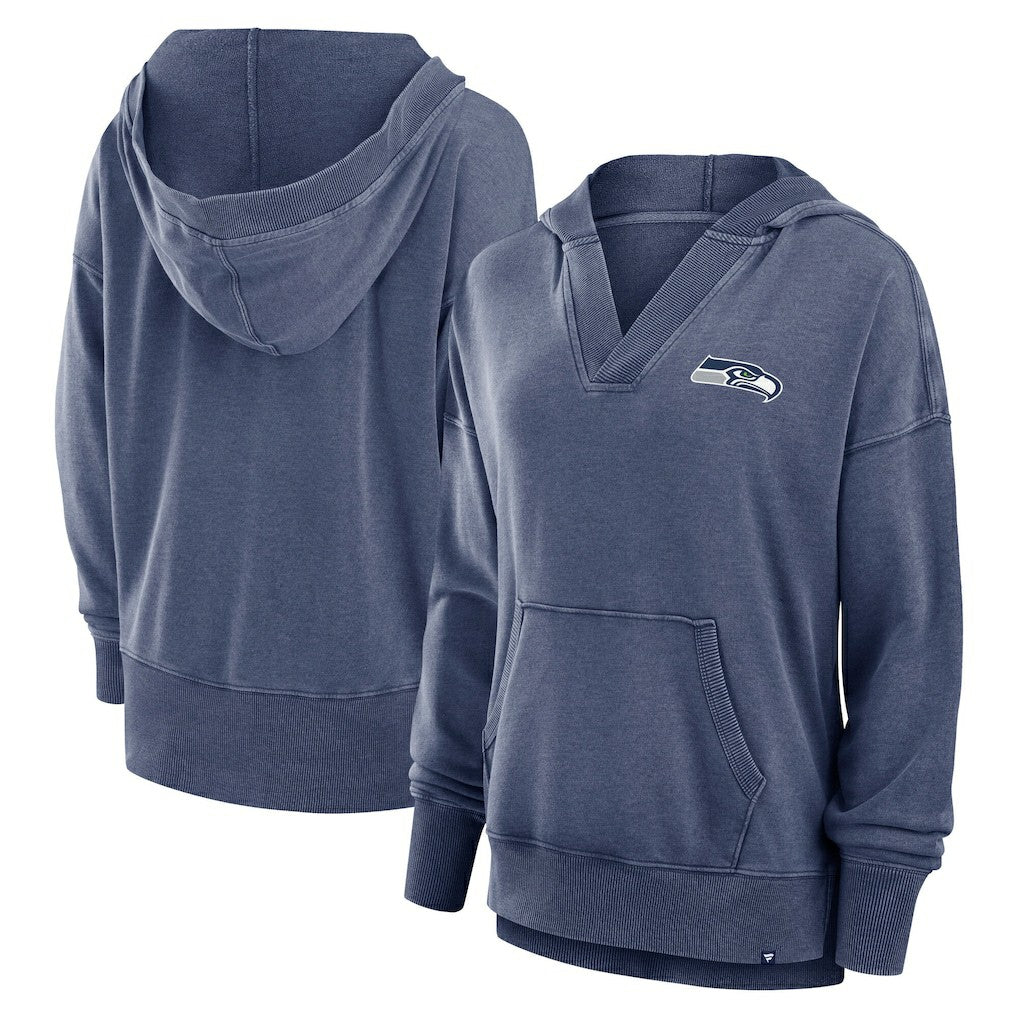Women's Initiative Snow Wash French Terry V-Neck Pullover Hoodie - Seattle Seahawks