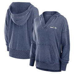 Women's Initiative Snow Wash French Terry V-Neck Pullover Hoodie - Seattle Seahawks
