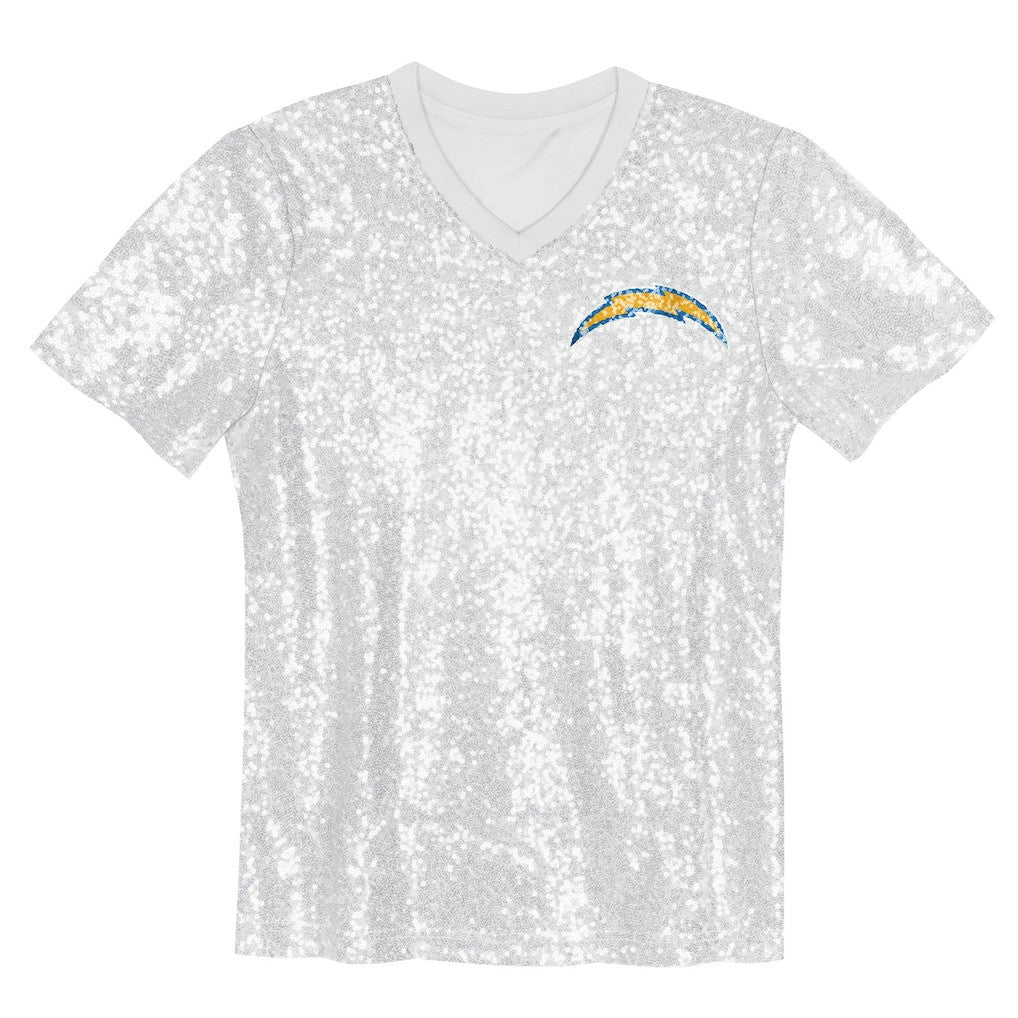 Justin Herbert  Girls Youth Sequin V-Neck Fashion Jersey - Los Angeles Chargers