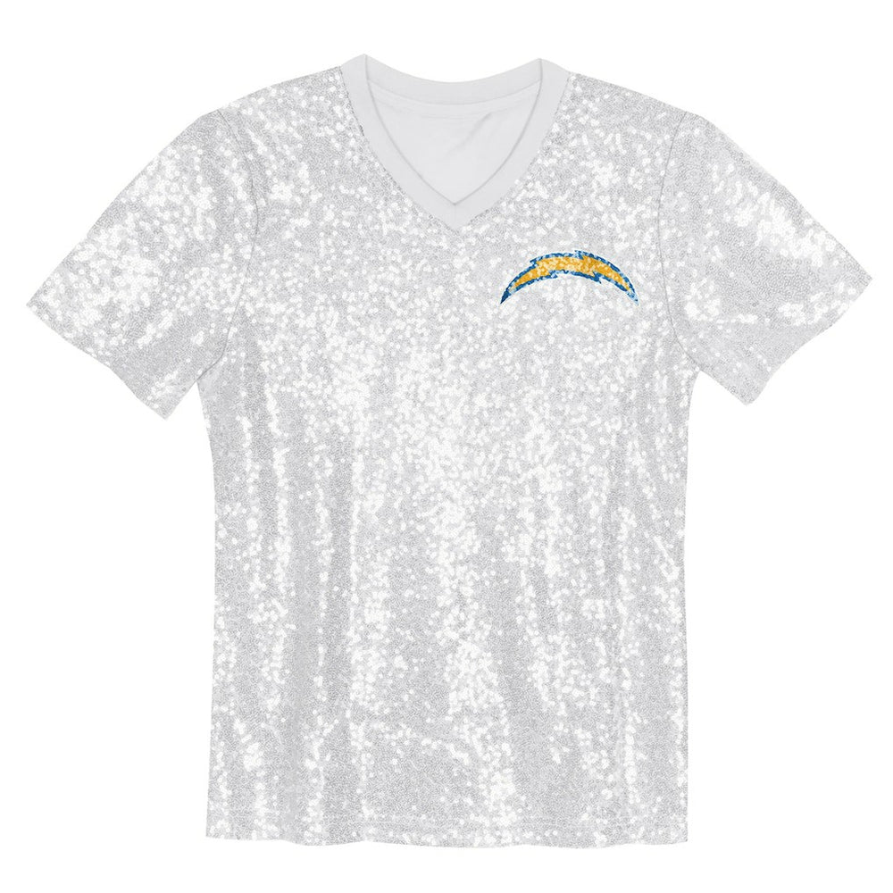 Justin Herbert  Girls Youth Sequin V-Neck Fashion Jersey - Los Angeles Chargers