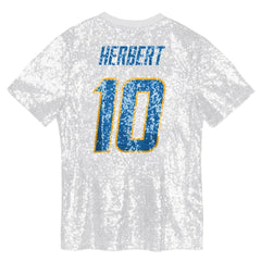Justin Herbert  Girls Youth Sequin V-Neck Fashion Jersey - Los Angeles Chargers