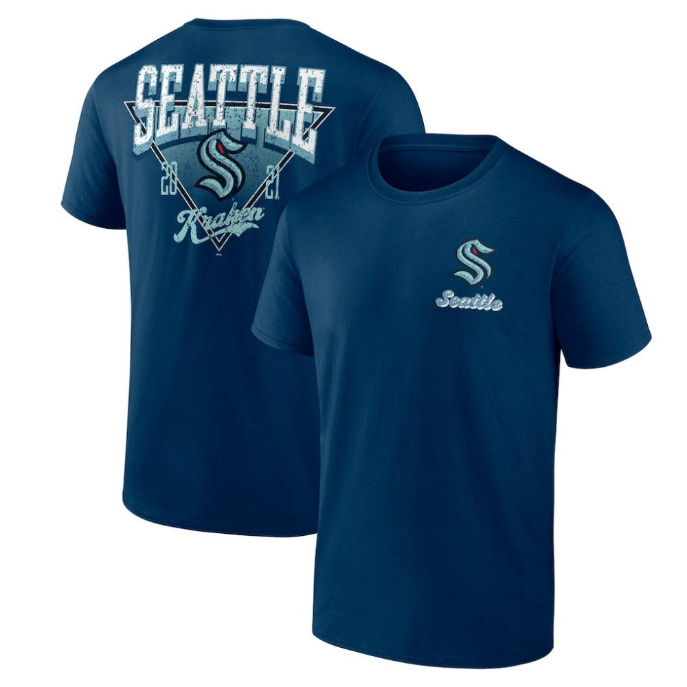 NHL Navy Seattle Kraken Logo Athletic Never Over T-Shirt