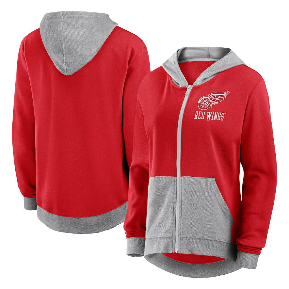 NHL Red Detroit Red Wings Logo Athletic Women's Hit It French Terry Full-Zip Hoodie