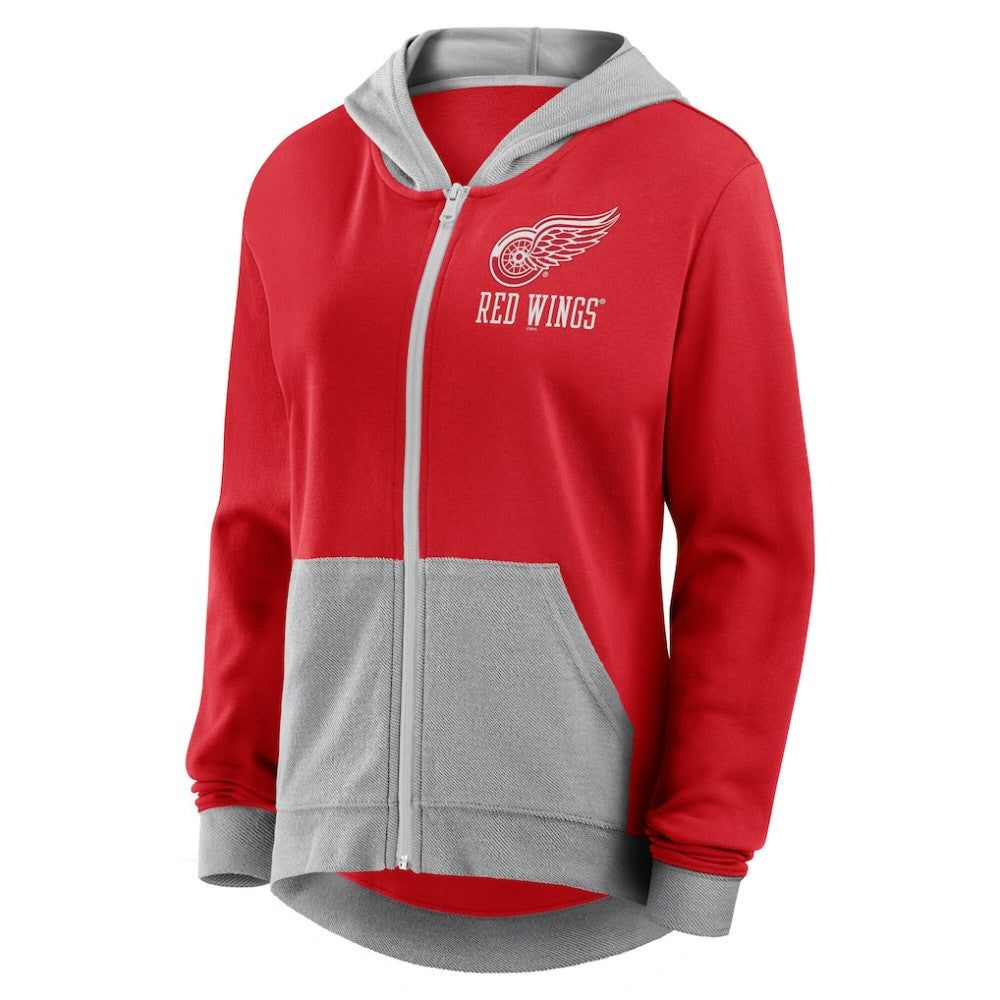 NHL Red Detroit Red Wings Logo Athletic Women's Hit It French Terry Full-Zip Hoodie