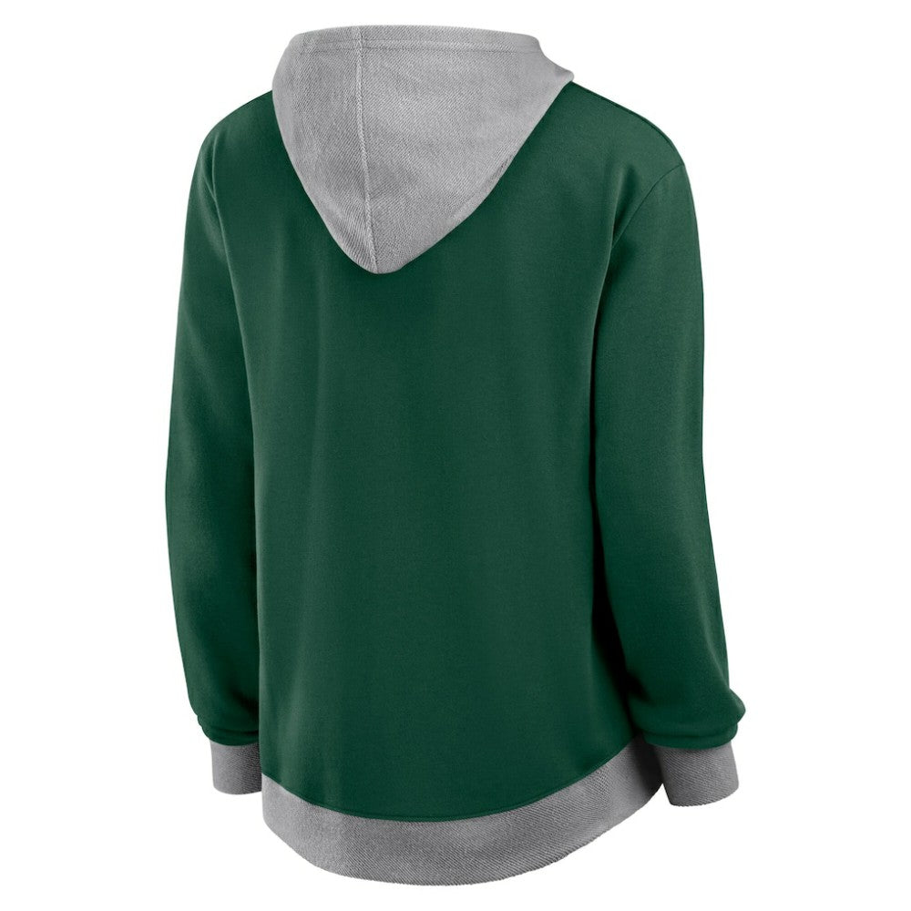 NHL Green Minnesota Wild Logo Athletic Women's Hit It French Terry Full-Zip Hoodie