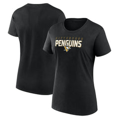 NHL Black Pittsburgh Penguins Logo Athletic Women's Launch Scoop Neck T-Shirt