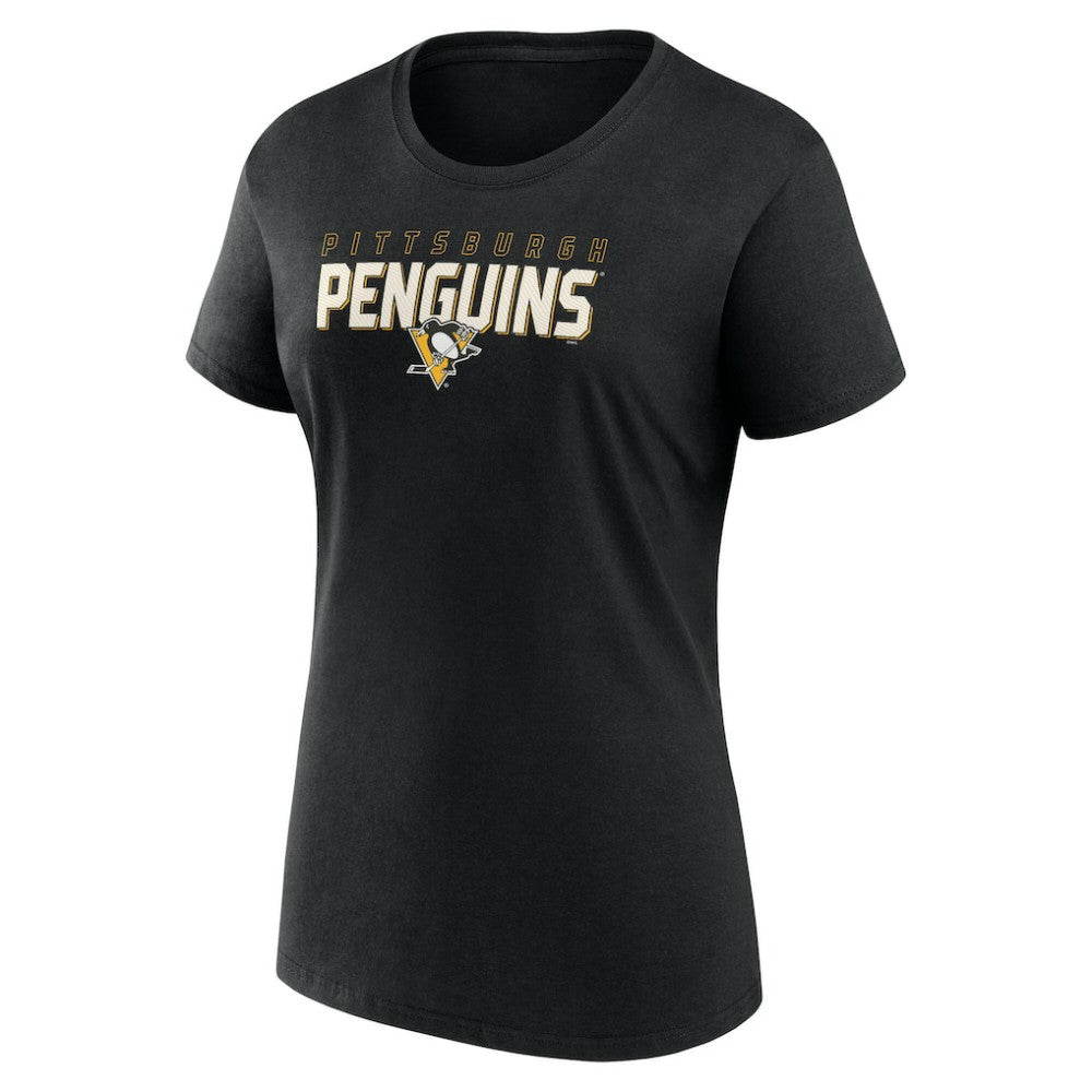 NHL Black Pittsburgh Penguins Logo Athletic Women's Launch Scoop Neck T-Shirt