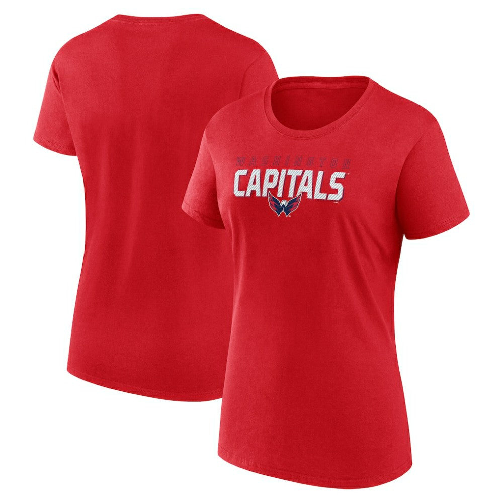 NHL Red Washington Capitals Logo Athletic Women's Launch Scoop Neck T-Shirt