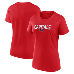NHL Red Washington Capitals Logo Athletic Women's Launch Scoop Neck T-Shirt