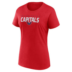 NHL Red Washington Capitals Logo Athletic Women's Launch Scoop Neck T-Shirt