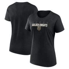 NHL Black Vegas Golden Knights Logo Athletic Women's Launch Scoop Neck T-Shirt