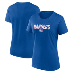 NHL Blue New York Rangers Logo Athletic Women's Launch Scoop Neck T-Shirt