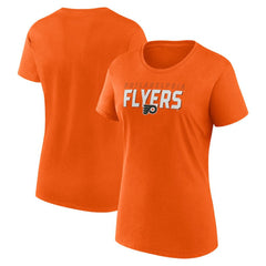 NHL Orange Philadelphia Flyers Logo Athletic Women's Launch Scoop Neck T-Shirt