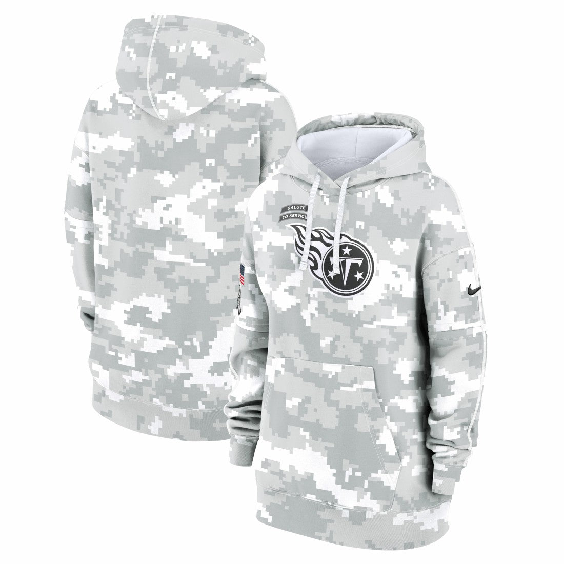 Women's 2024 Salute To Service Club Fleece Oversized Pullover Hoodie - Tennessee Titans