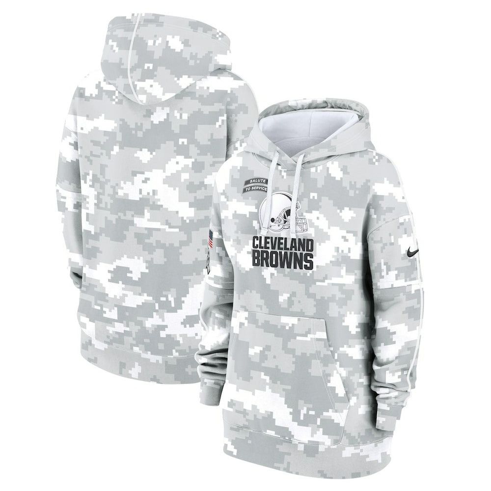 Women's 2024 Salute To Service Club Fleece Oversized Pullover Hoodie - Cleveland Browns