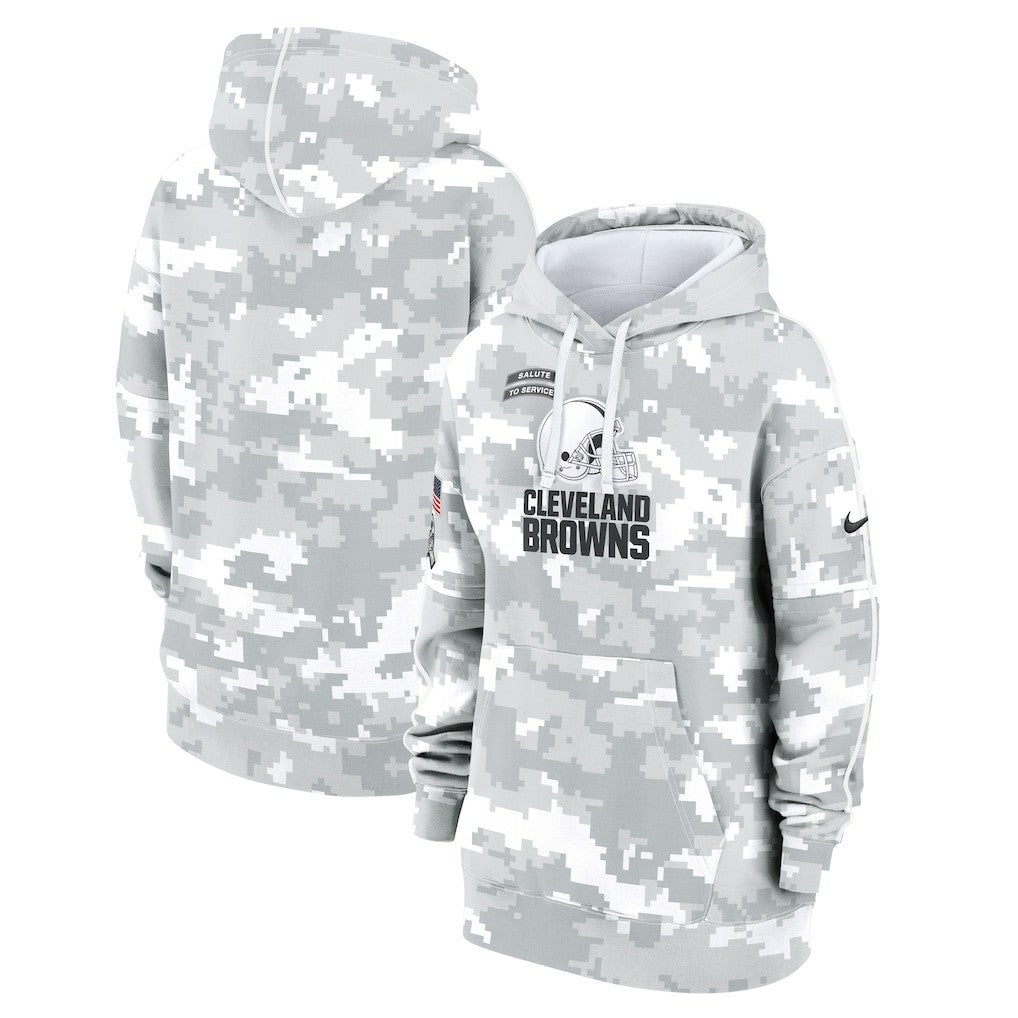 Women's 2024 Salute To Service Club Fleece Oversized Pullover Hoodie - Cleveland Browns