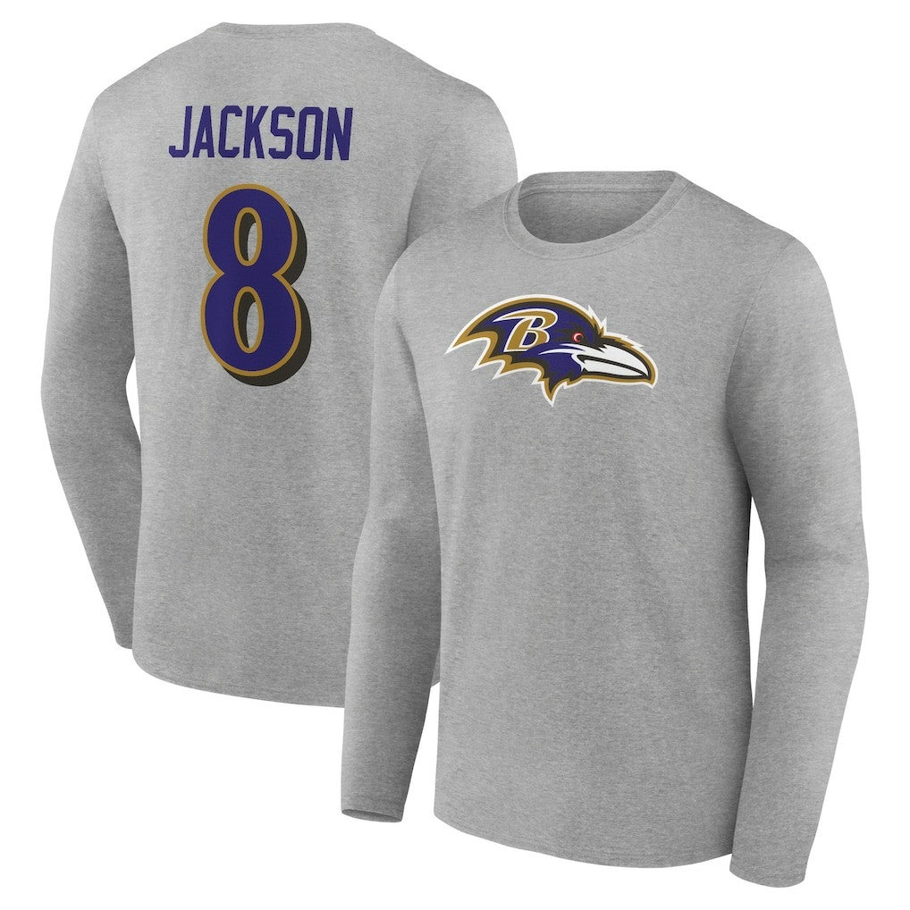 Lamar Jackson  Icon Player Name & Number Long Sleeve T-Shirt - Baltimore Ravens