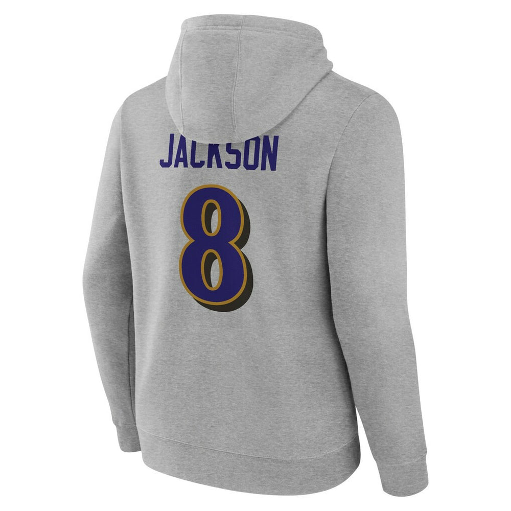 Lamar Jackson  Icon Player Name & Number Pullover Hoodie - Baltimore Ravens