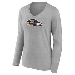 Lamar Jackson  Women's Icon Player Name & Number Long Sleeve V-Neck T-Shirt - Baltimore Ravens