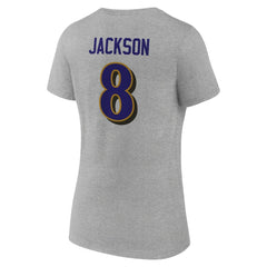 Lamar Jackson  Women's Icon Player Name & Number V-Neck T-Shirt - Baltimore Ravens