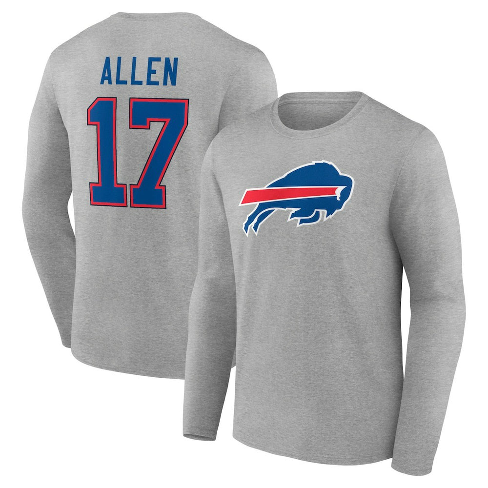 Josh Allen  Icon Player Name & Number Long Sleeve T-Shirt - Buffalo Bills