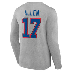Josh Allen  Icon Player Name & Number Long Sleeve T-Shirt - Buffalo Bills