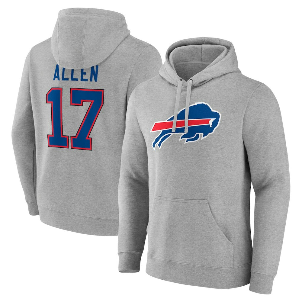 Josh Allen  Icon Player Name & Number Pullover Hoodie - Buffalo Bills