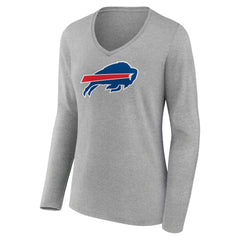 Josh Allen  Women's Icon Player Name & Number Long Sleeve V-Neck T-Shirt - Buffalo Bills