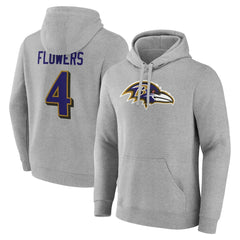 Zay Flowers  Icon Player Name & Number Pullover Hoodie - Baltimore Ravens