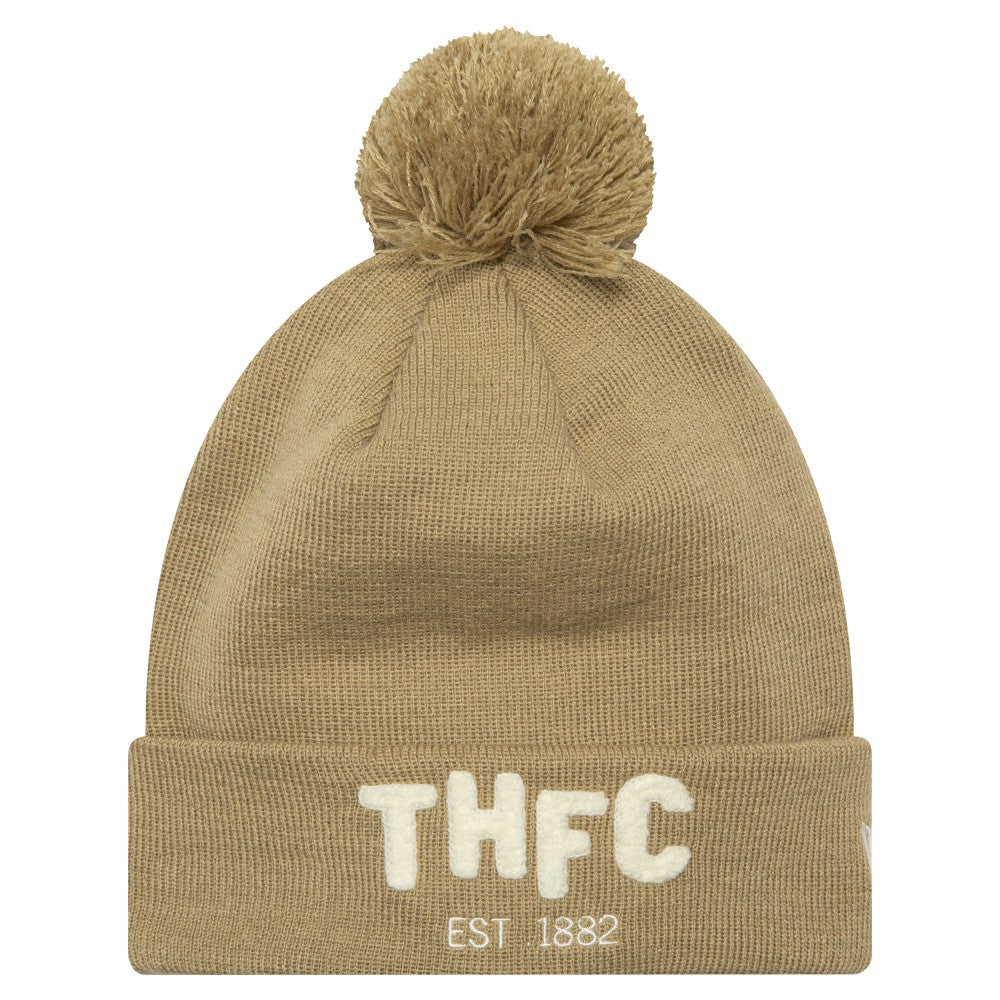 Tottenham Hotspur New Era Boucle Cuffed Knit Hat with Pom - New Era Tan