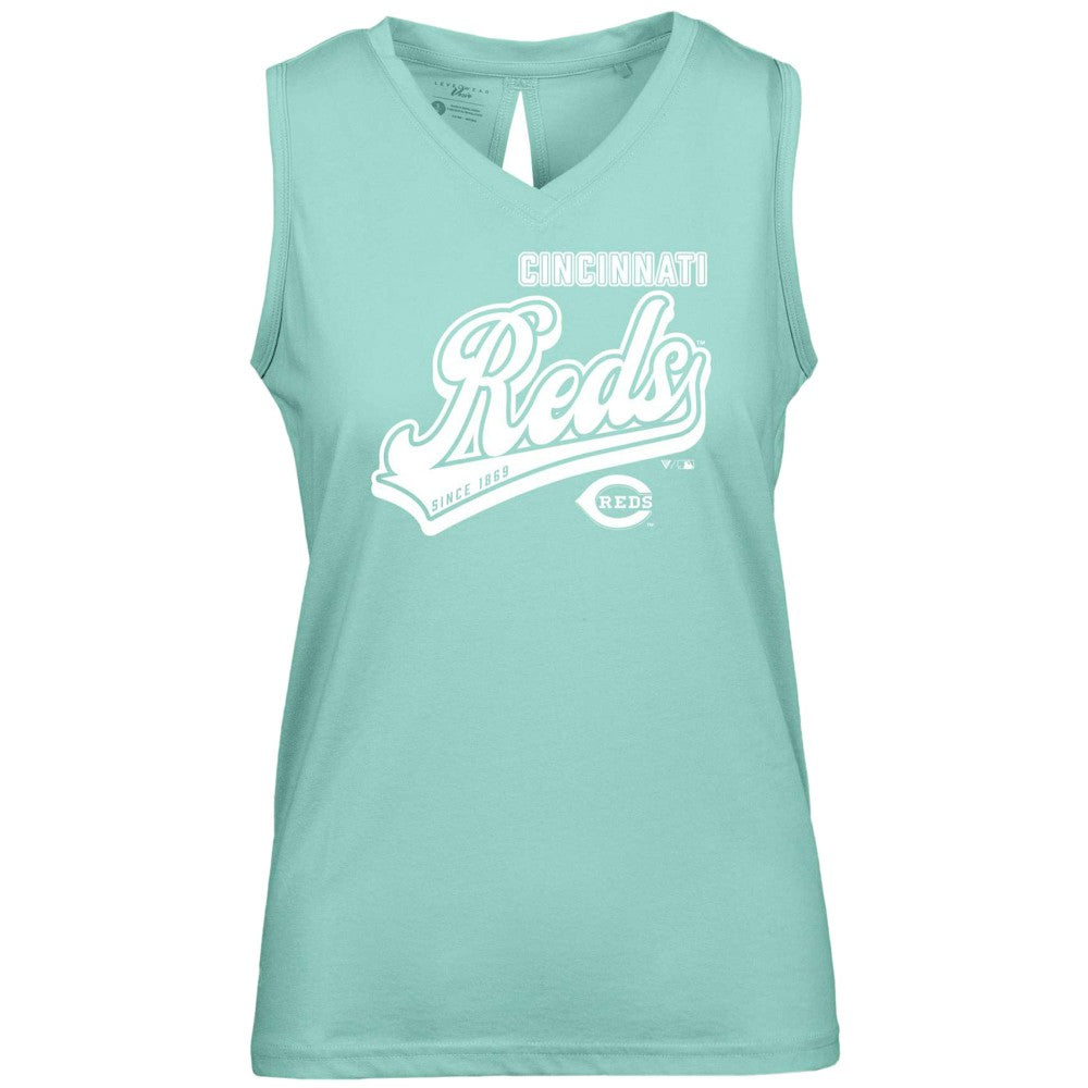 MLB Cincinnati Reds Levelwear Women's  Paisley Sweep V-Neck Tank Top