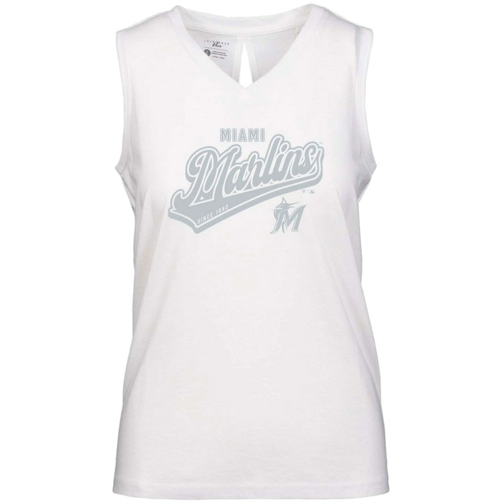 MLB Miami Marlins Levelwear Women's  Paisley Sweep V-Neck Tank Top