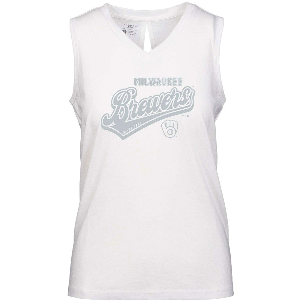MLB Milwaukee Brewers Levelwear Women's  Paisley Sweep V-Neck Tank Top