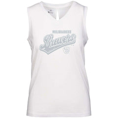 MLB Milwaukee Brewers Levelwear Women's  Paisley Sweep V-Neck Tank Top