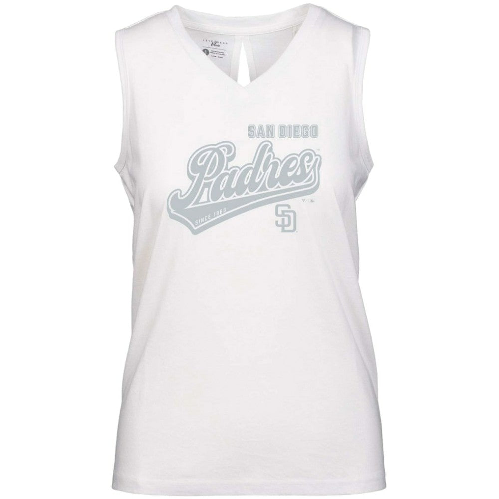 MLB San Diego Padres Levelwear Women's  Paisley Sweep V-Neck Tank Top
