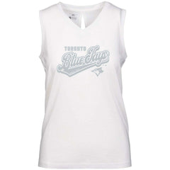 MLB Toronto Blue Jays Levelwear Women's  Paisley Sweep V-Neck Tank Top