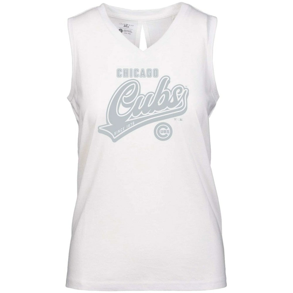 MLB Chicago Cubs Levelwear Women's  Paisley Sweep V-Neck Tank Top