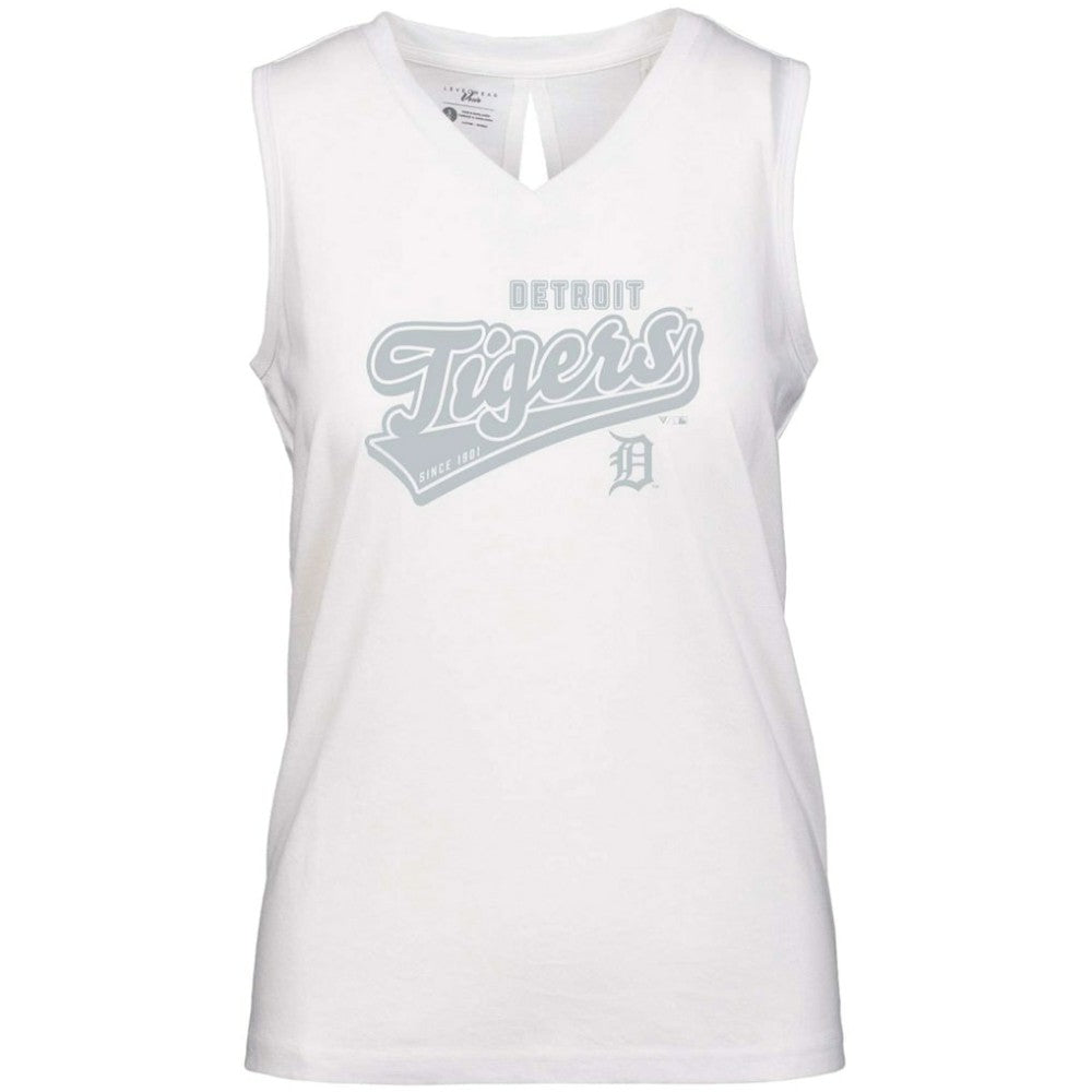 MLB Detroit Tigers Levelwear Women's  Paisley Sweep V-Neck Tank Top