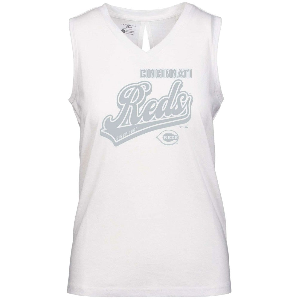 MLB Cincinnati Reds Levelwear Women's  Paisley Sweep V-Neck Tank Top