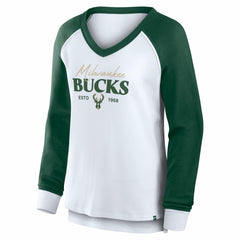 NBA Milwaukee Bucks Women's Open Lane Waffle Long Sleeve V-Neck T-Shirt