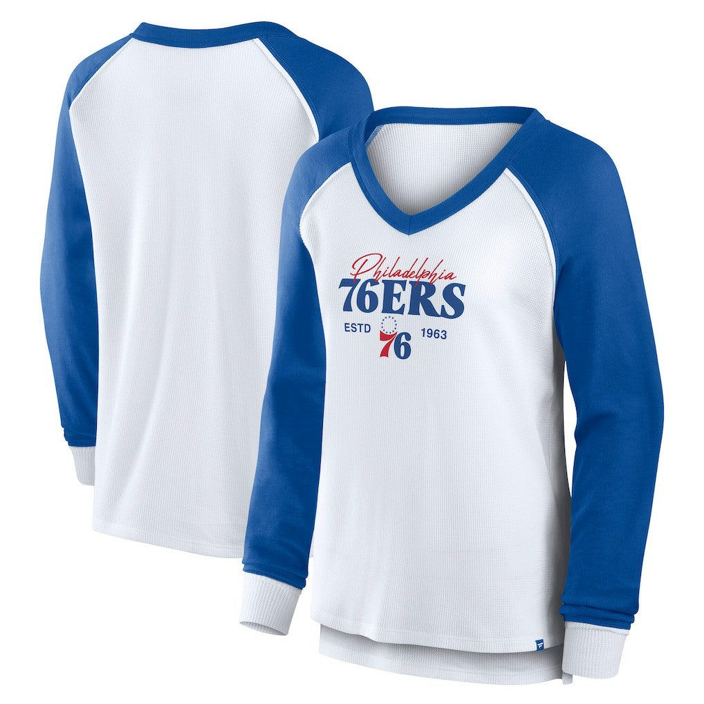 NBA Philadelphia 76ers Women's Open Lane Waffle Long Sleeve V-Neck T-Shirt