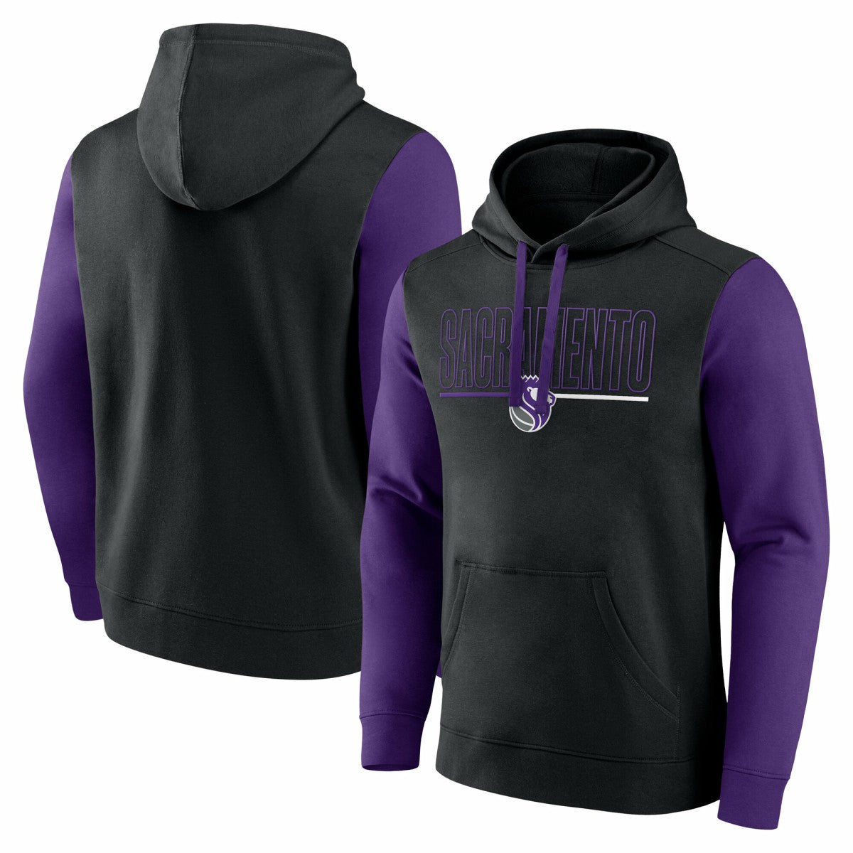 NBA Sacramento Kings Logo Athletic Outline Colorblock Pullover Hoodie