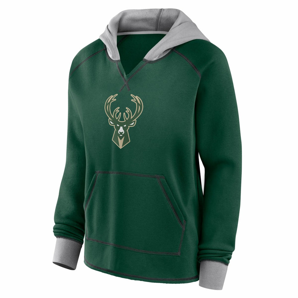 NBA Milwaukee Bucks Logo Athletic Women's Boom Pullover Hoodie