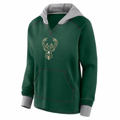 NBA Milwaukee Bucks Logo Athletic Women's Boom Pullover Hoodie