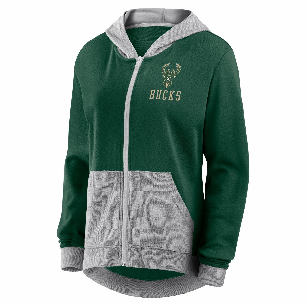 NBA Milwaukee Bucks Logo Athletic Women's Hit It French Terry Full-Zip Hoodie