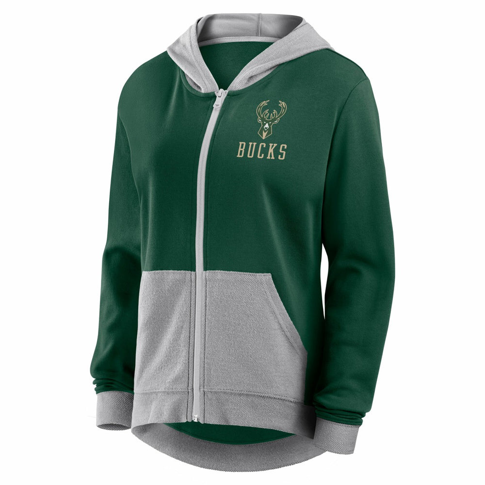 NBA Milwaukee Bucks Logo Athletic Women's Hit It French Terry Full-Zip Hoodie