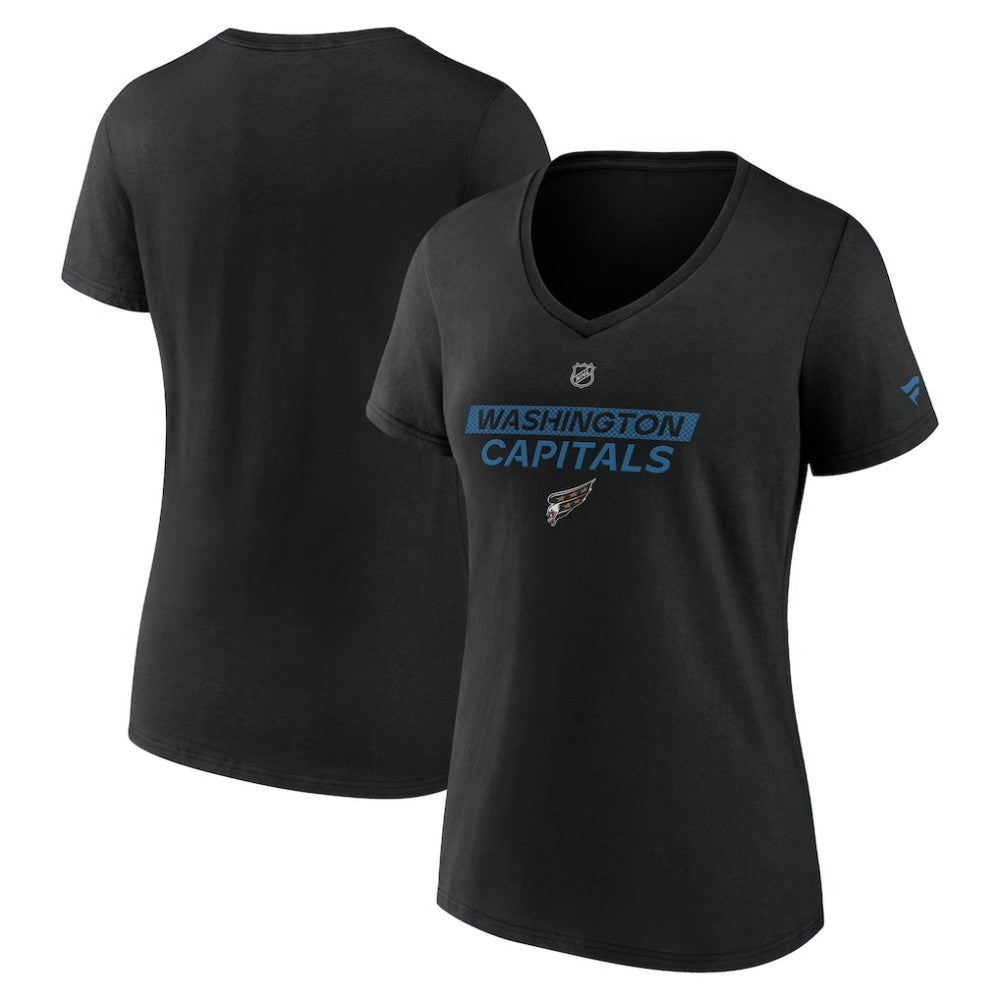 NHL Black Washington Capitals Fanatics Women's Authentic Pro Alt Logo V-Neck T-Shirt