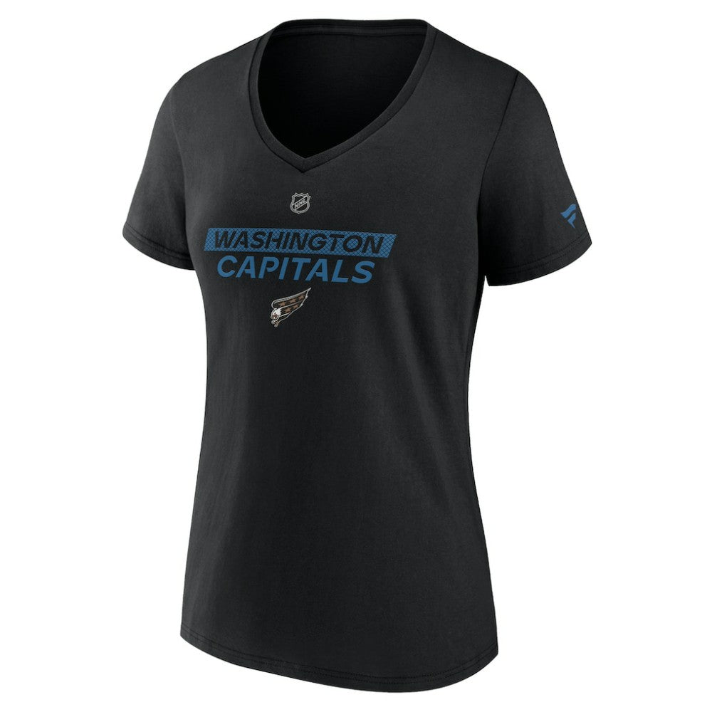 NHL Black Washington Capitals Fanatics Women's Authentic Pro Alt Logo V-Neck T-Shirt