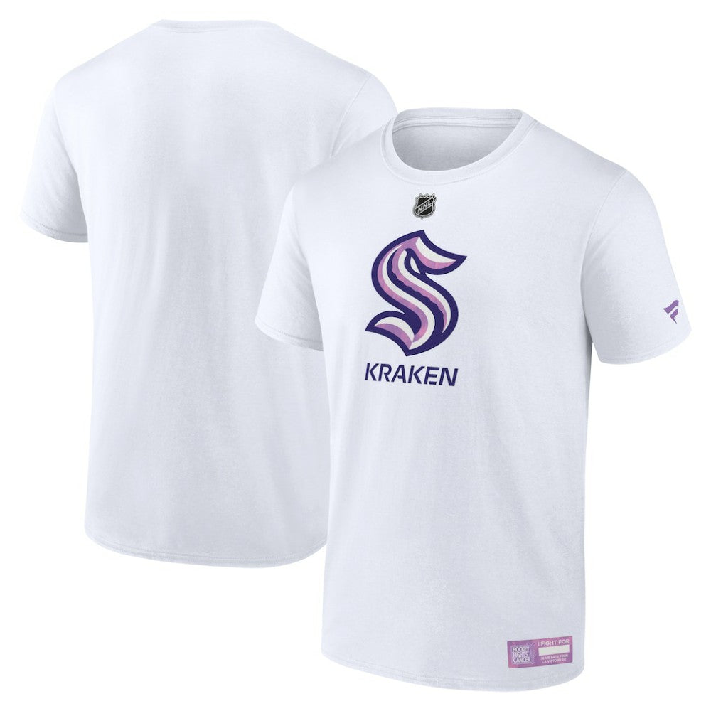 NHL White Seattle Kraken Fanatics 2024 Hockey Fights Cancer T-Shirt